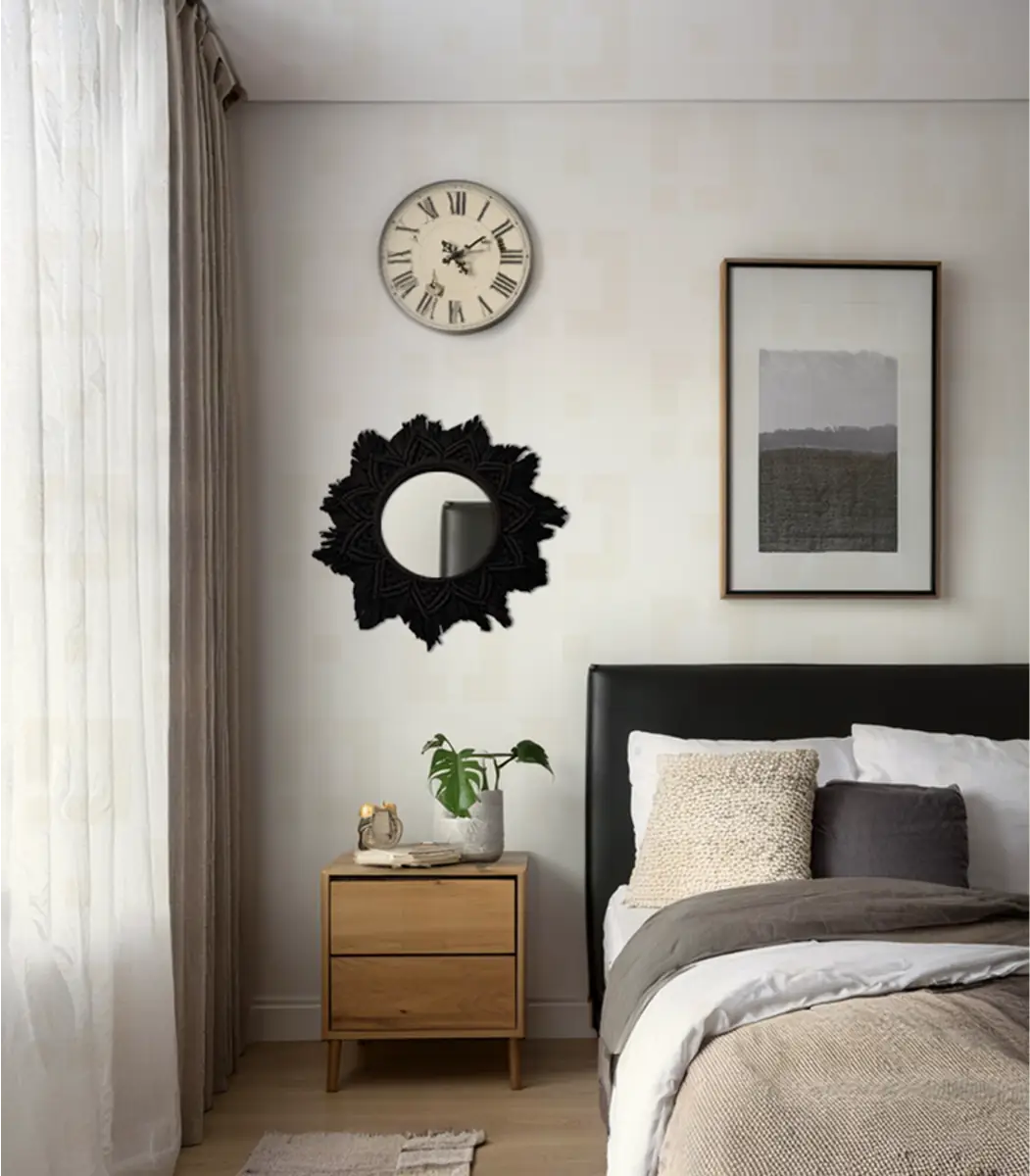 Macrame Wall Hanging Mirror -Live-IBT3535BSMMW000096