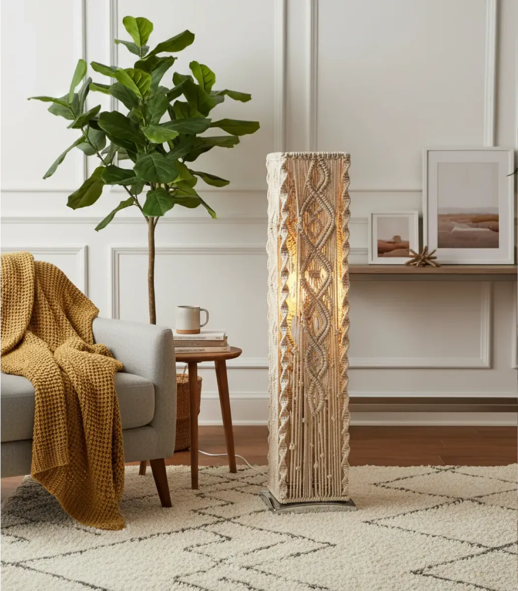 Boho Makrami Floor Lamp-02-IBTFl_Bo_Ma_007N