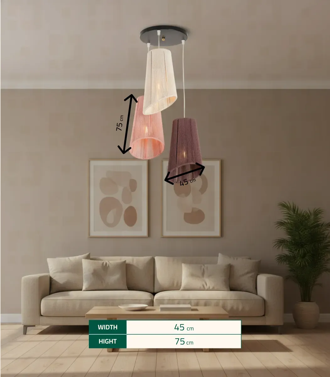 Macrame 3 Lights Multicolored Pendant can21-03-IBTCe_Bo_Ma_019N