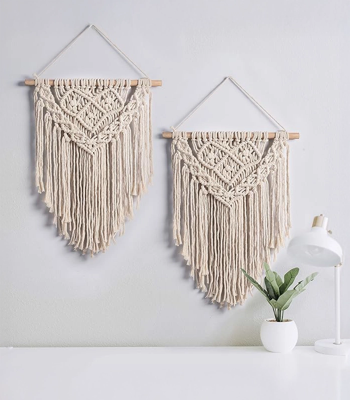 2 قطع من ديكورات حائط مكرمية