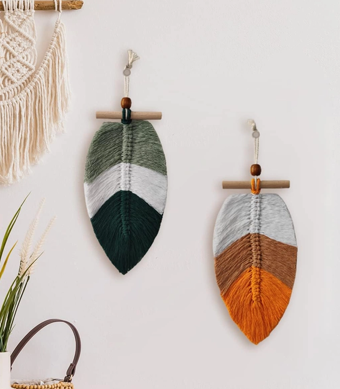 2 قطع من أوراق شجر مكرمية