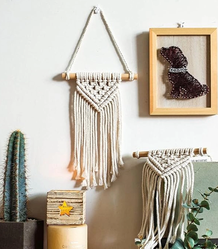 2 قطع من ديكورات حائط مكرمية