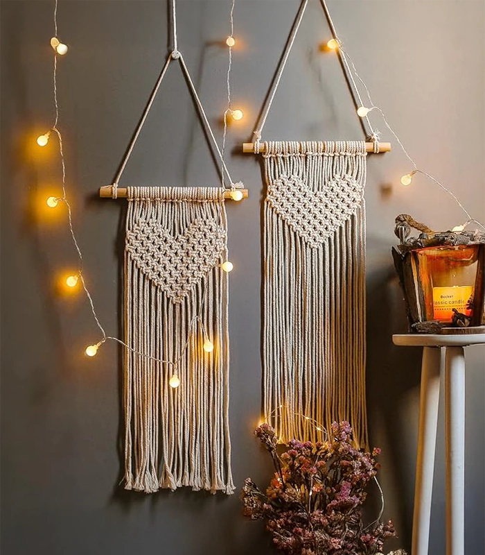 3 قطع من ديكورات حائط مكرمية