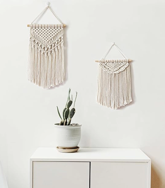 3 قطع من ديكورات حائط مكرمية