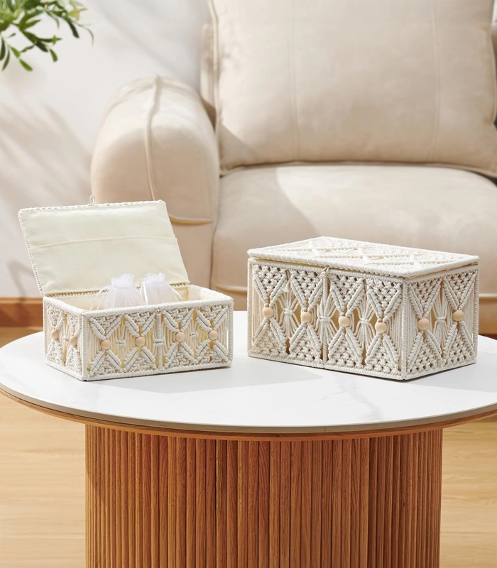 2 Macrame Storage Box
