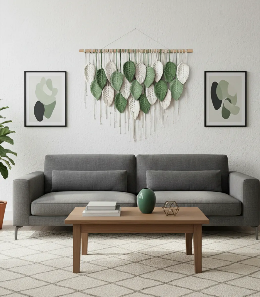 Macrame wall hanging Leaves-02-IBT75100MSMMW000046