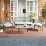 Outdoor set: 2 chairs, sofa, and table