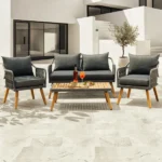 Outdoor set: 2 sofas, 2 chairs, and a table