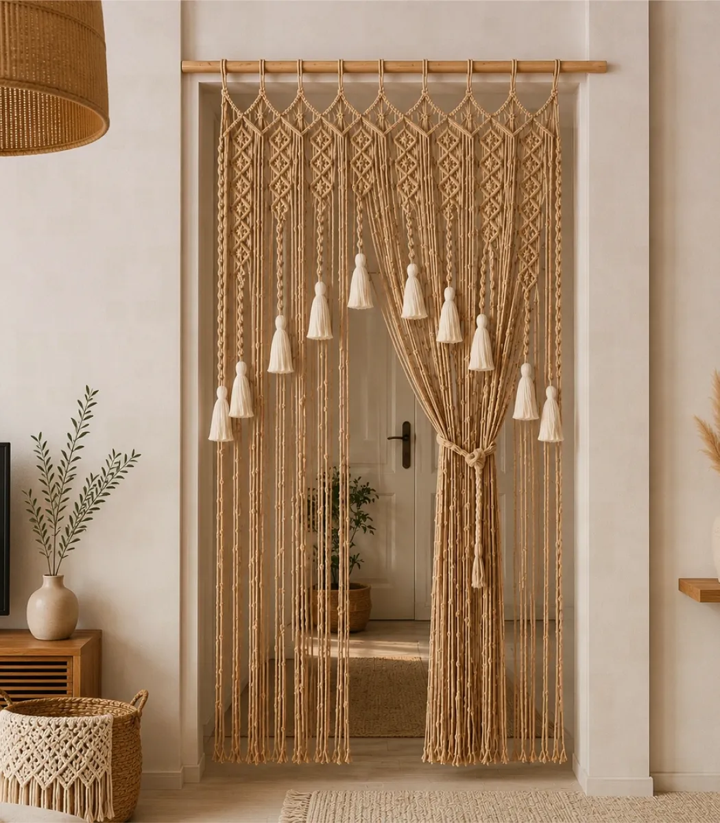 Macrame Curtain-01-IBTAMCTBG200X1009 Macrame Curtain - Image 1