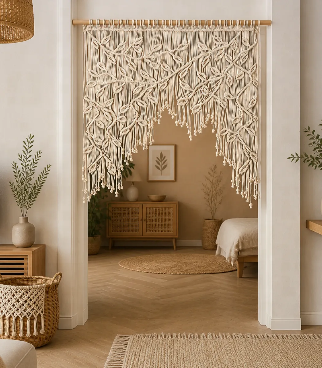 Macrame Curtain-01-IBTAMCTGR200X1007 (1) Macrame Curtain - Image 1