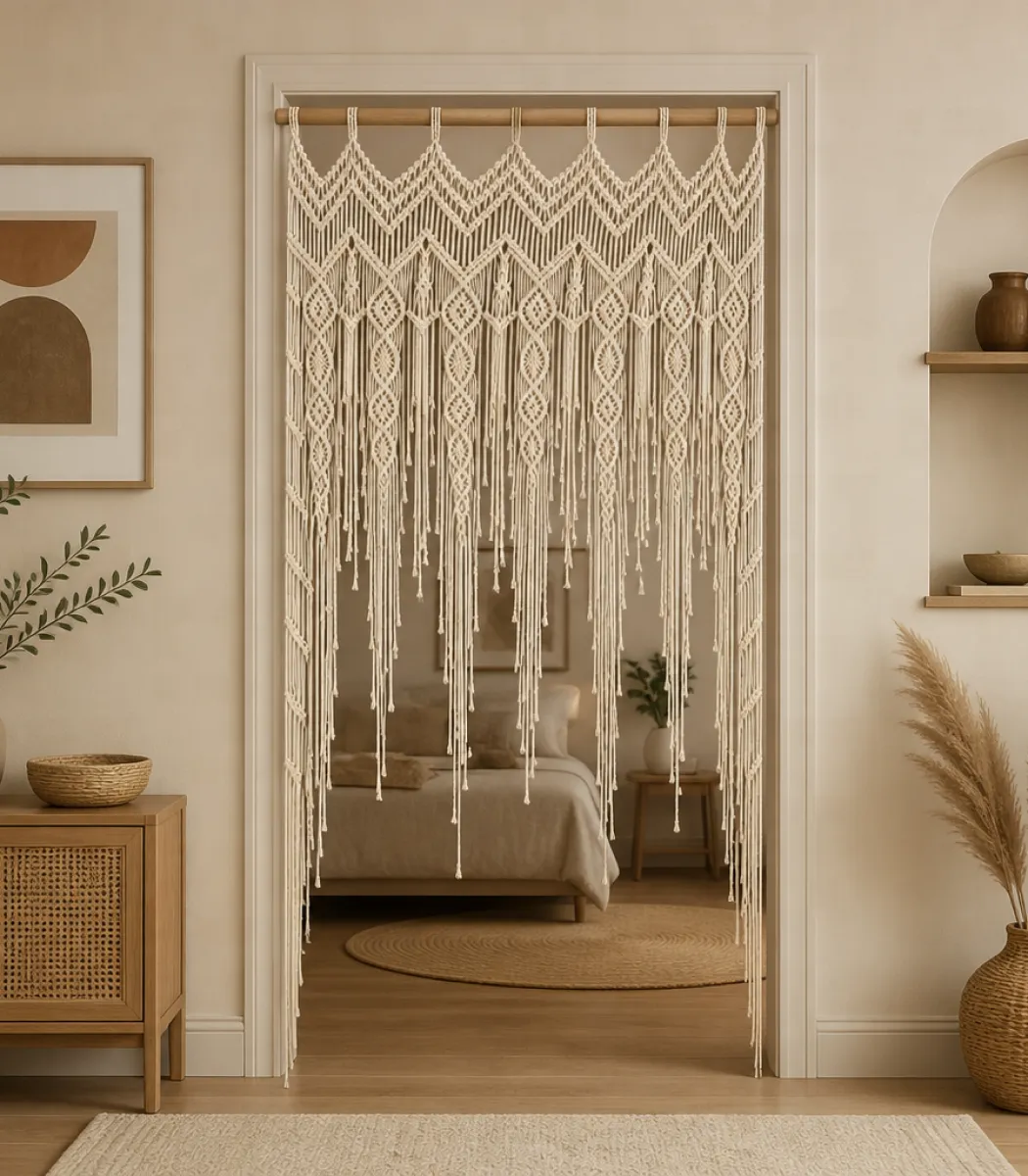 Macrame Curtain-01-IBTAMCTOW180X10010 Macrame Curtain - Image 1