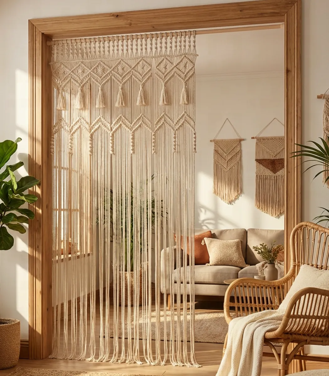 Macrame Curtain-01-IBTAMCTOW200X100148 Macrame Curtain - Image 1