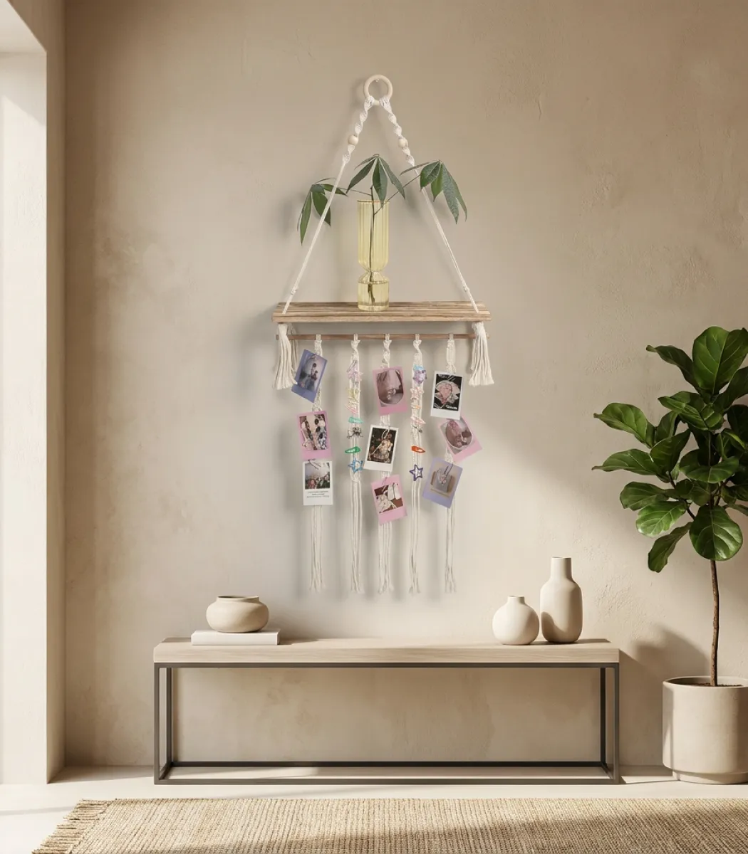 Macrame Shelf-01-IBTAMSHW35X15164 Macrame Shelf - Image 1