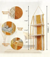 Macrame Shelf 2 levels - Image 3