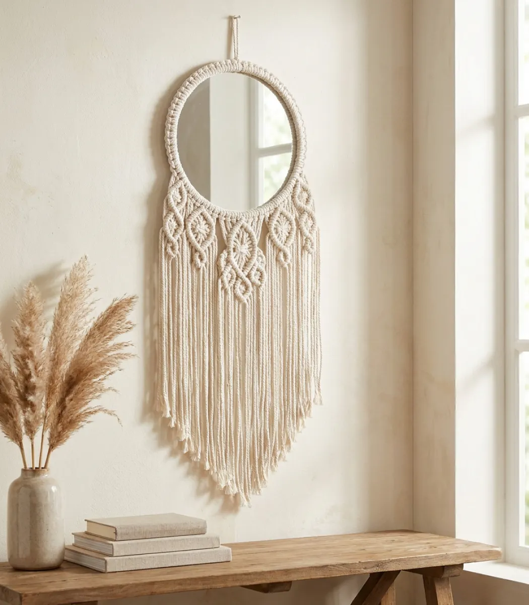 macrame mirror-01-IBTAMMROW109X25276 Macrame Mirror - Image 1