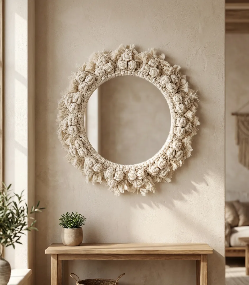 macrame mirror-01-IBTAMMROW45X45288 Macrame Mirror - Image 1