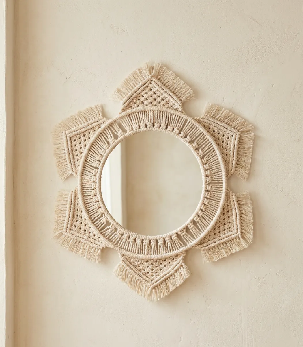 macrame mirror-01-IBTAMMROW50X50284 Macrame Mirror - Image 1